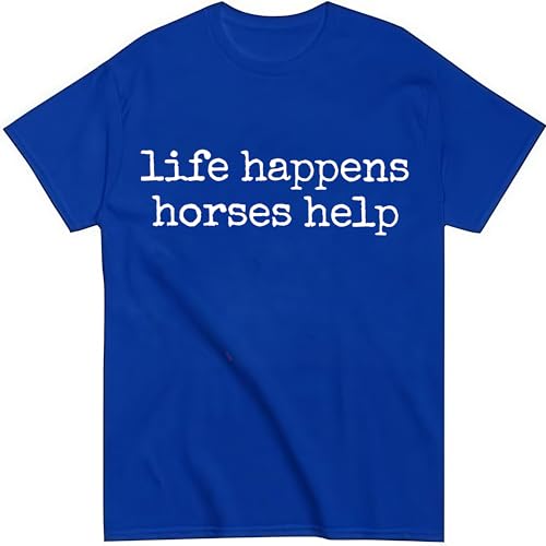 Nusyouc Life Happens Horses Help Equestrian T-Shirt Vintage Horse Lover T Shirt Tops - size chart