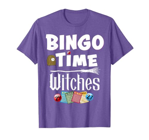 Bingo Time Witches Halloween Bingo Player Novelty Halloween Bingo Time Witches Funny Women Bingo Player T-Shirt - size chart