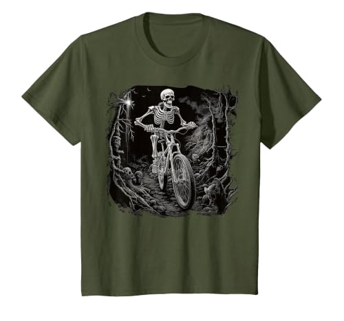Scary Cyclist Skeleton Gifts Cycling Skeleton Mountain MTB Bicycle Cyclist Skeleton T-Shirt - size chart