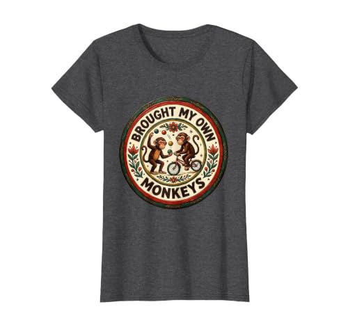 Mademark Brought My Own Monkeys Circus Humor Design T-Shirt - Women - size chart
