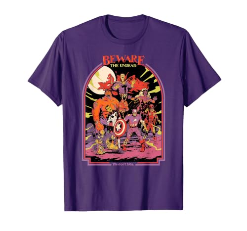 Marvel Zombies Beware the Undead We Don’t Bite Halloween T-Shirt - size chart