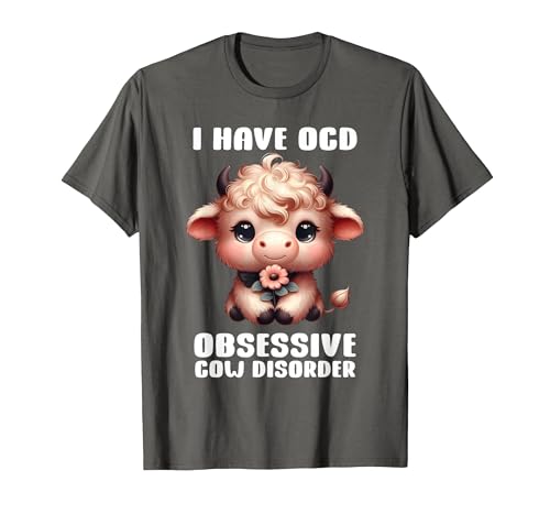 Funny Cow Apparel I Have OCD Obsessive Cow Disorder Cow Lover Farmer T-Shirt - size chart