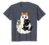halloween iced coffee costume Cat Women Girls Cute Halloween Cat Ghost Drinking Coffee Ghost Women Girls T-Shirt - size chart