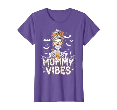 Mummy Vibes Halloween Coffee Funny Skeleton Tee Mummy Vibes Halloween Coffee Funny Skeleton Mother Mom T-Shirt - size chart
