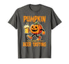 Beer Halloween Costume Pumpkin Beer Tasting Funny Halloween Beer Lover Drinking T-Shirt - size chart