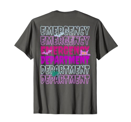 ER Nurse Halloween Pumpkin Emergency Department Spooky Emergency Department Ghost ER Nurse Halloween T-Shirt - size chart