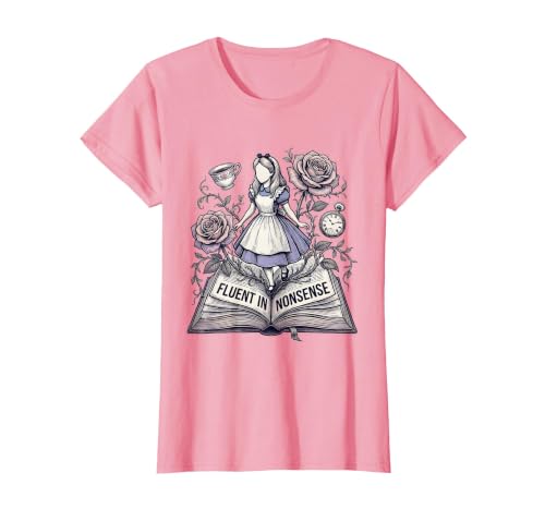 Mademark Fluent In Nonsense Alice in Wonderland Design T-Shirt - size chart