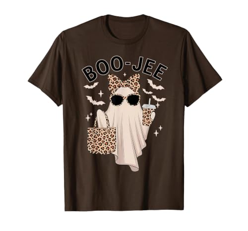 Halloween Boo-Jee Leopard Ghost Coquette Bow Coquette Leopard Ghost Coffee Boo-JEE Halloween Boujee Ghost T-Shirt - size