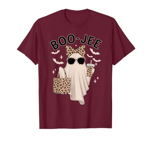 Halloween Boo-Jee Leopard Ghost Coquette Bow Coquette Leopard Ghost Coffee Boo-JEE Halloween Boujee Ghost T-Shirt - size