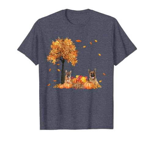 Funny German Shepherd Thanksgiving Halloween German Shepherd Autumn Leaf Fall Dog Thanksgiving Halloween T-Shirt - size chart