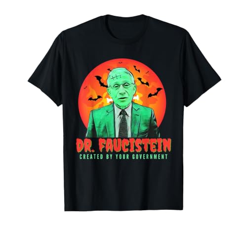 Dr. Fauci Halloween NIghtmare Apparel Halloween Dr. Faucistein Fire Fauci Big Government Funny T-Shirt - size chart