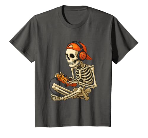 VibeKilla Video Game Halloween Skeleton Gamer Costume T-Shirt - size chart