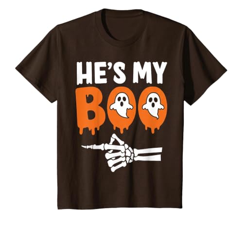 He's My Boo Matching Halloween Pajama Couples Funny T-Shirt - size chart