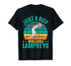Sea Lamprey Fish Quote Just a boy who Loves Lampreys Quote for a Lamprey Boy T-Shirt - size chart