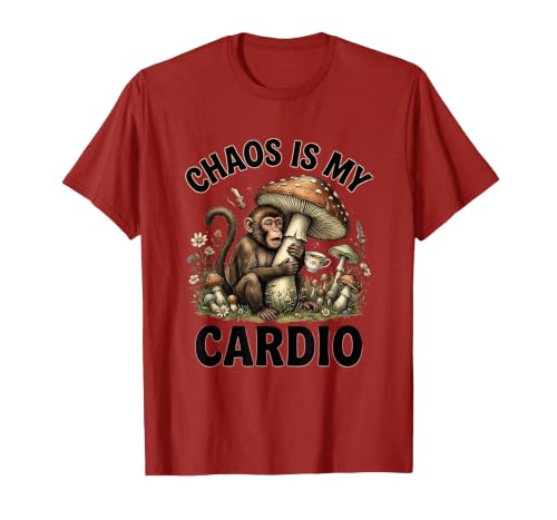 Mademark Chaos Is My Cardio Funny Monkey Design T-Shirt - Men - size chart