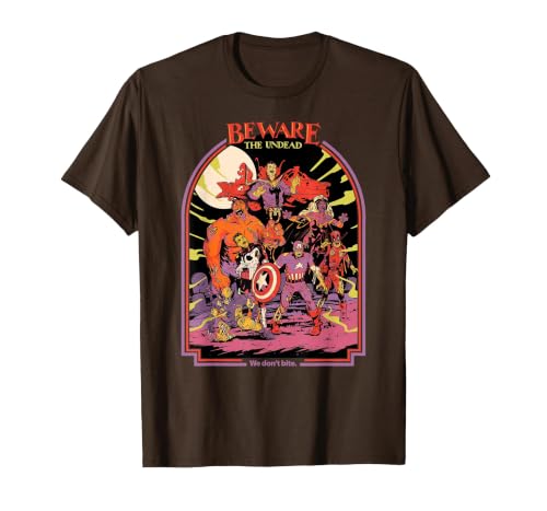 Marvel Zombies Beware the Undead We Don’t Bite Halloween T-Shirt - size chart