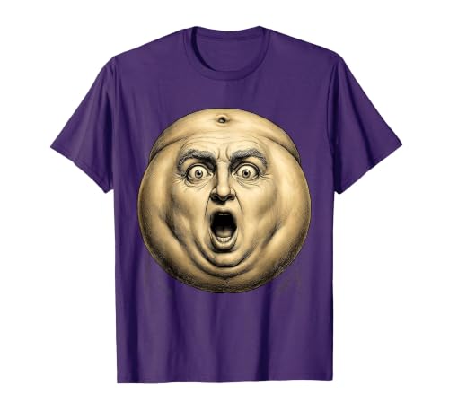 Mademark Belly Button Surprised Cartoon Face Funny Graphic T-Shirt - Men - size chart