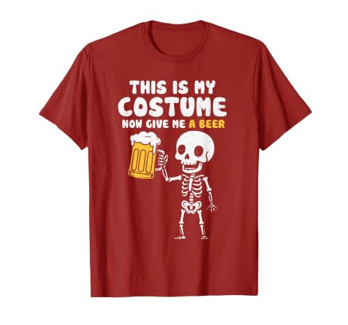 Halloween Tees Women Men Kids This is My Costume Beer Halloween Party Drinking Dad Mens T-Shirt - size chart