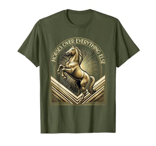 Mademark Horses Over Everything Equestrian Design T-Shirt - Men - size chart