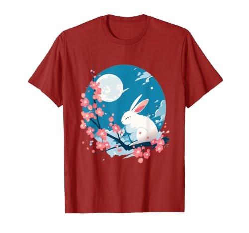 Bunny Rabbit Amidst Blossoms: Spring's Gentle Whisper T-Shirt — design detail