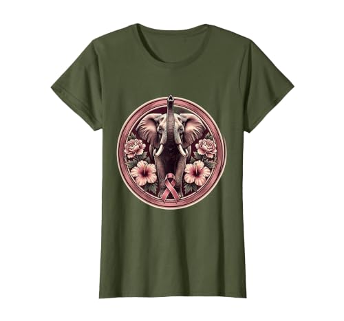 Mademark Elephant Pink Flowers Breast Cancer Awareness T-Shirt - Women - size chart