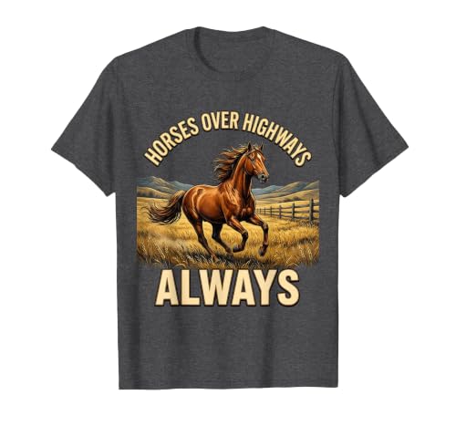 Mademark Horses Over Highways Always Equestrian Design T-Shirt - Men - size chart
