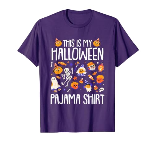 Halloween Shirts Costume Women Men Kids Pajama This is My Halloween Pajama Shirt Pumpkin Witch Skeleton T-Shirt - size chart