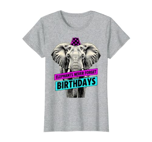 Mademark Elephants Never Forget Birthdays Funny Design T-Shirt - Women - size chart