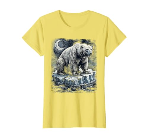 Mademark Polar Bear Lone Ice Floe Drifting Arctic Design T-Shirt - size chart