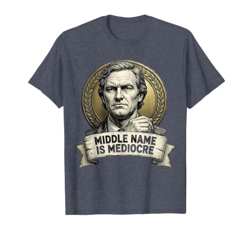 Mademark White Boy of the Year Middle Name Is Mediocre T-Shirt - Men - size chart