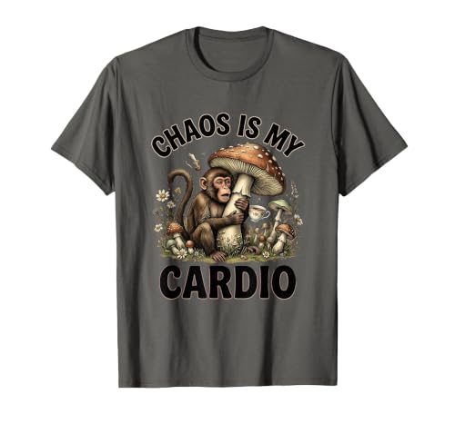 Mademark Chaos Is My Cardio Funny Monkey Design T-Shirt - Men - size chart