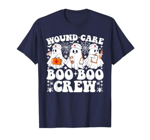Wound Care Nurse Boo Boo Crew Halloween Wound Care Boo Boo Crew Nurse Funny Ghost Halloween Nurse T-Shirt - size chart