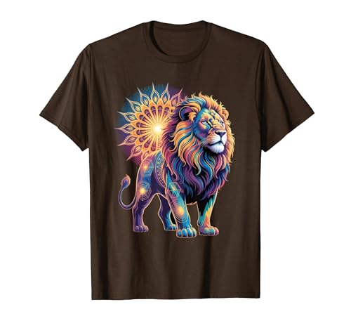 Cosmic Animal Mandala Sacred Geometry Collective Sacred Geometry Lion Mandala T-Shirt - size chart