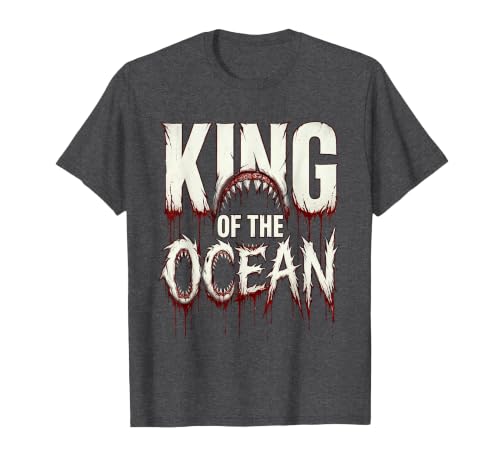 Mademark King of the Ocean Mens Shark Graphic Design T-Shirt - size chart