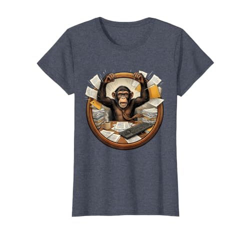 Mademark Monkey Office Chaos Funny Adult Humor Graphic T-Shirt - Women - size chart
