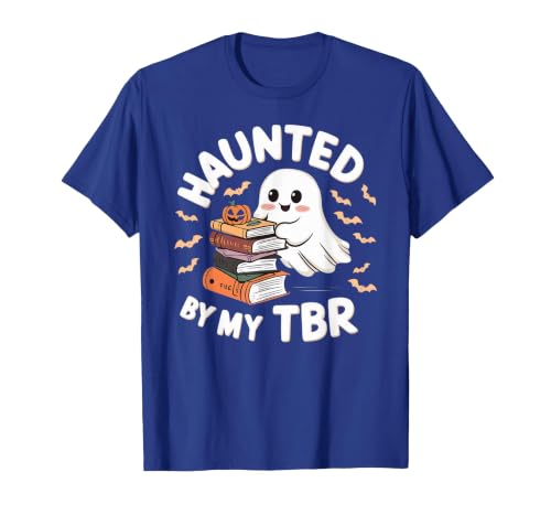 Halloween Student Books Lovers Haunted By My TBR Haunted By My TBR Cute Ghost Book Reading Teacher Halloween T-Shirt - size