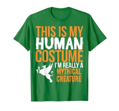 This is My Human Costume Mythical Creature - Halloween Funny T-Shirt - size chart