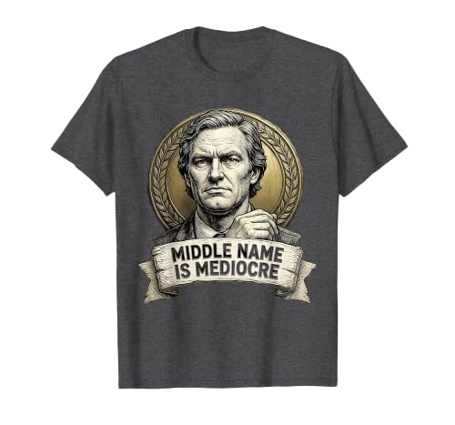 Mademark White Boy of the Year Middle Name Is Mediocre T-Shirt - Men - size chart