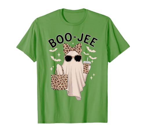 Halloween Boo-Jee Leopard Ghost Coquette Bow Coquette Leopard Ghost Coffee Boo-JEE Halloween Boujee Ghost T-Shirt - size