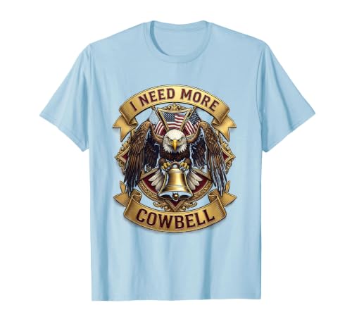 Mademark I Need More Cowbell Funny Music Design T-Shirt - size chart