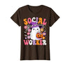 Groovy Social Worker Halloween Ghost Costume Halloween Social Worker Ghost Cute Social Worker Halloween T-Shirt - size chart