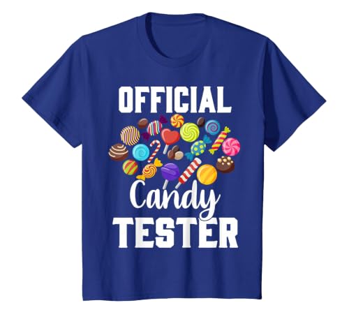 Candy Tester Sweets Lover Gifts & Apparel Official Candy Tester Halloween Costume Boys Girls Kids T-Shirt - size chart
