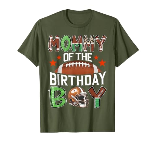 Football Birthday Boy Family Matching Mommy of The Birthday Boy Game Day Football T-Shirt - size chart
