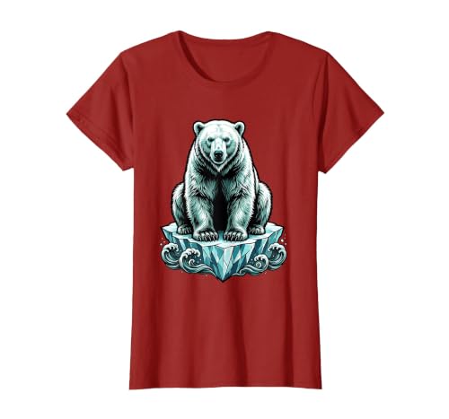 Mademark Polar Bear Lone Ice Floe Arctic Drift Illustration T-Shirt - size chart