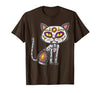 Halloween Cat Shirts For Women Men Kids Owner Sugar Skull Cat Dia De Muertos Day of Dead Halloween Mexican T-Shirt - size