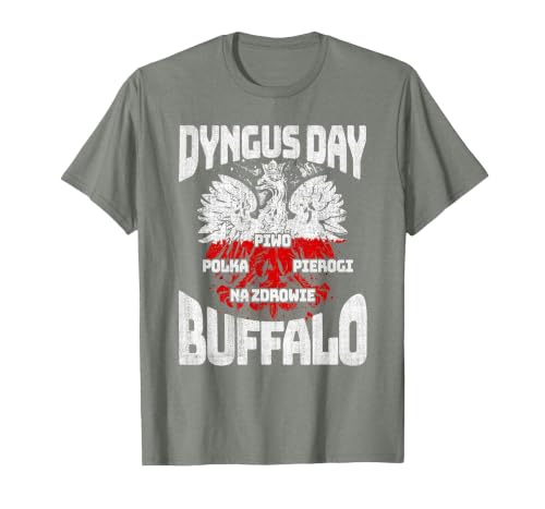 Polish Heritage Gifts Dyngus Day Buffalo New York Piwo Polka Pierogi Na Zdrowie T-Shirt - size chart