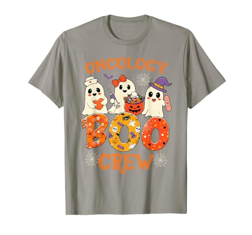 Oncology Boo Crew Funny Ghost Halloween Spooky Costume Nurse T-Shirt - size chart