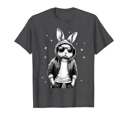 Bunny Face with Sunglasses Rabbit for Boys Men Kids T-Shirt — design detail