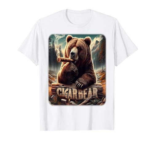 CigarKurt Cigar Smoking Cigar Bear T-Shirt - size chart