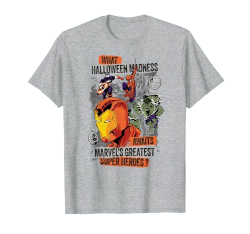 Marvel Halloween Madness Awaits the Greatest Super Heroes T-Shirt - size chart